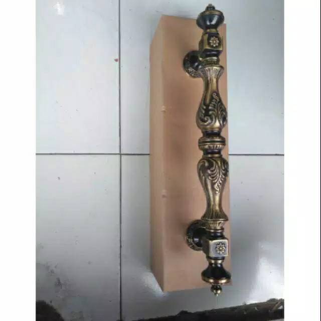 Handle Pintu Rumah Pagar Kuningan Antik Murah Motif Kotak Payung 43cm