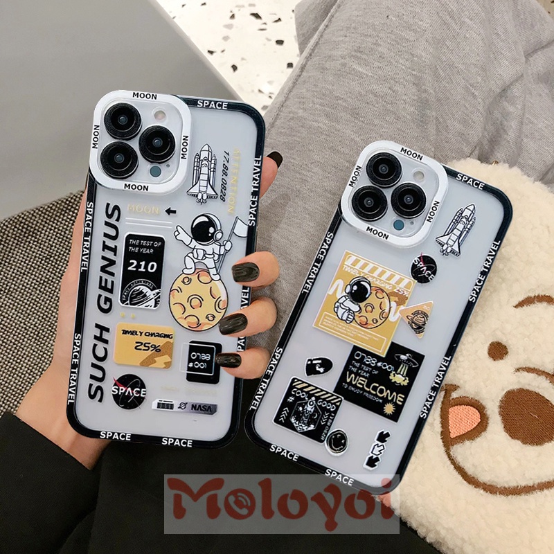 Soft Case TPU Transparan Motif NASA Astronot NFC Untuk Xiaomi POCO M3 M4 Pro Redmi 10C 9 10 9C 9A 9T 9C Note 11s 10 9s 9s 11 Pro Max Plus