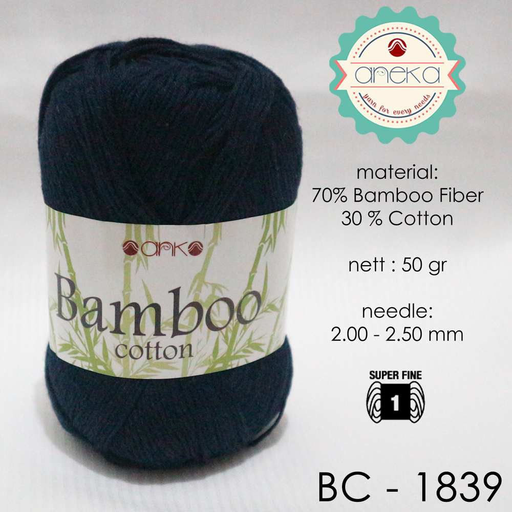 Benang Rajut Katun Bambu / Bamboo Cotton Yarn 2 - 1839 Biru Navy