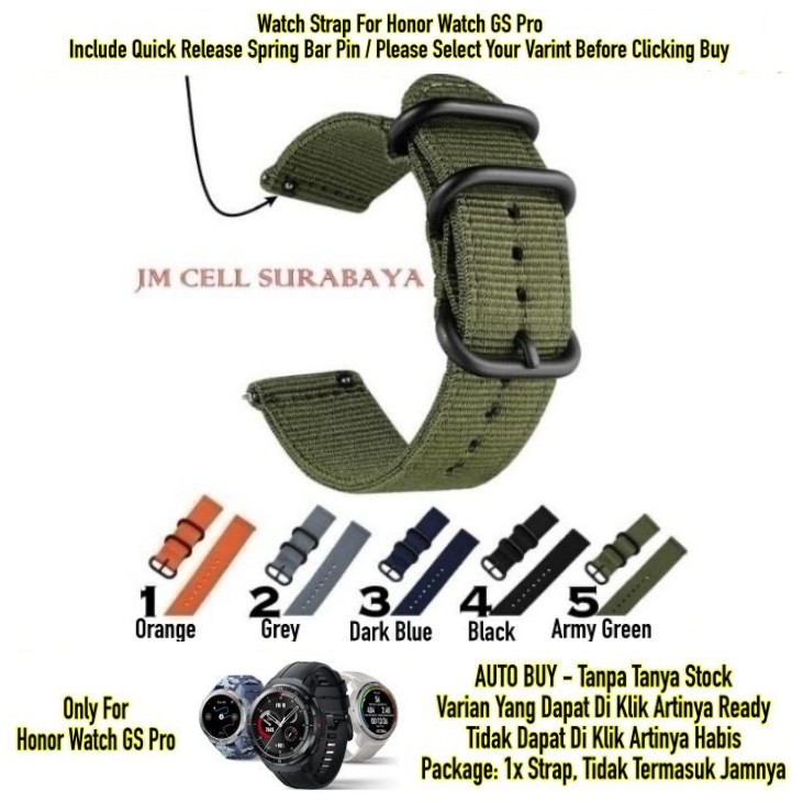 Tali Jam Tangan 22mm Watch Strap Honor Watch GS Pro - Nylon Stitching Kanvas