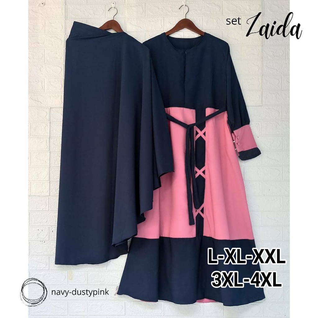 ZAIDA SYARI GAMIS SYARI UKURAN L XL XXL 3XL 4XL JUMBO BUSUI + KHIMAR SET MURAH DRESS POLOS TERBARU GAMIS KEKINIAN