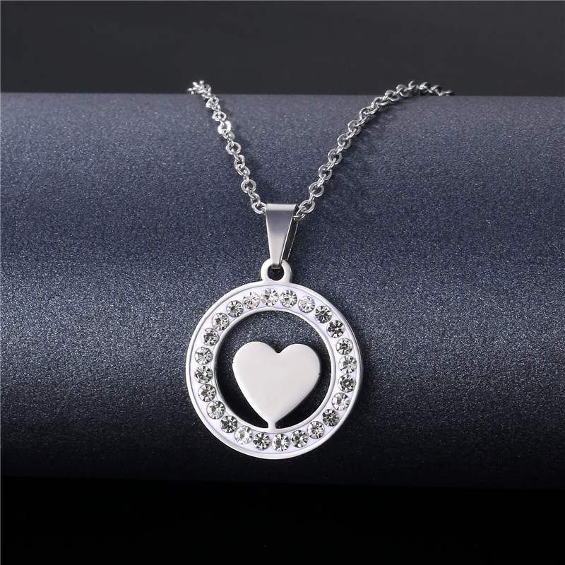 Jepang dan Korea ins gaya clay rhinestone cinta kalung sederhana wanita anggun berlian berbentuk hat