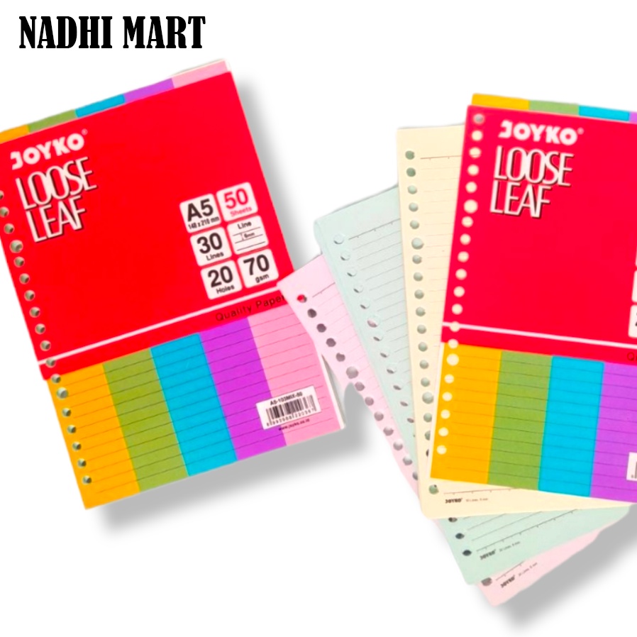 Jual JOYKO LOOSE LEAF A5 50 LEMBAR RAINBOW / ISI BINDER/ KERTAS BINDER ...