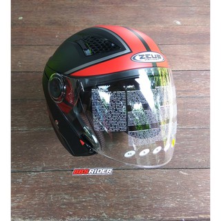 Helm Zeus Z610 Stripe Matt Black Red | Shopee Indonesia