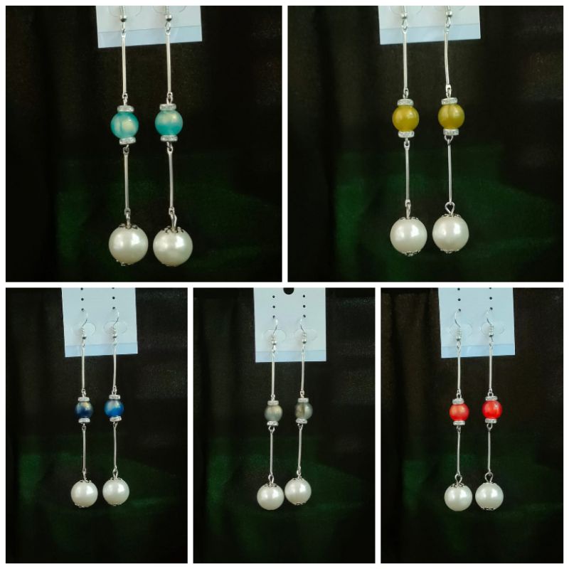 anting hijab juntai mutiara