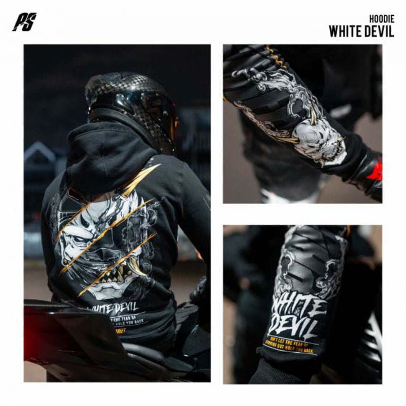 Sweater Hoodie Prostreet White Devil New / Jaket Sweater Hoodie Pria Prostreet Rider