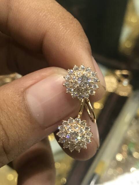 Anting giwang asli kadar 700 70% 22 gantung bulat merica kerawang desi love permata bunga paku