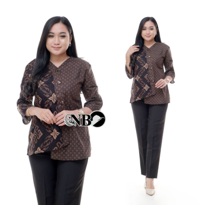 [ TERBARU ] ATASAN BATIK WANITA KERJA KANTOR ORI SHABIRAH BATIKSOLO BLOUSE BLUSEBATIK BATIKMODERN-Kancing 5