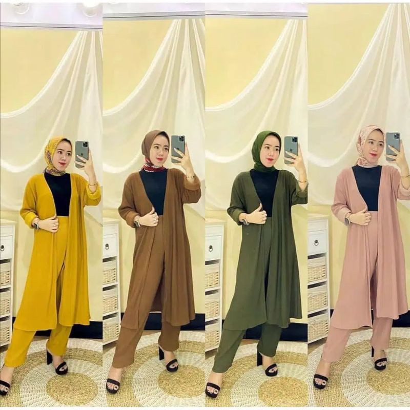 Setelan Baju Cardigan Moscrepe/Setelan Cardigan