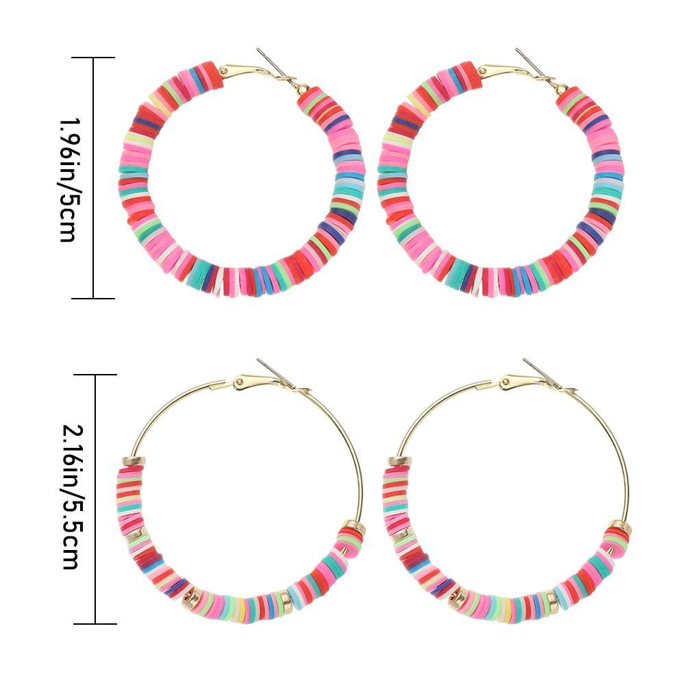 R-flower Circle Hoop Earrings Hadiah Aksesoris Wanita Perhiasan Bohemian Flat Bulat Polymer