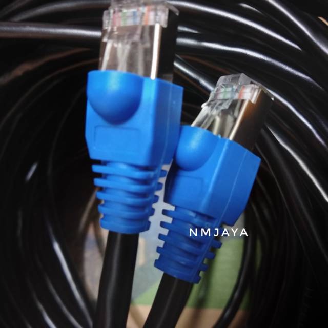 Kabel Lan Outdoor 50 meter FTP Cat5e Siap Pakai sudah dicrimping rj45 besi dan plugbooth Kabel Lan Hitam