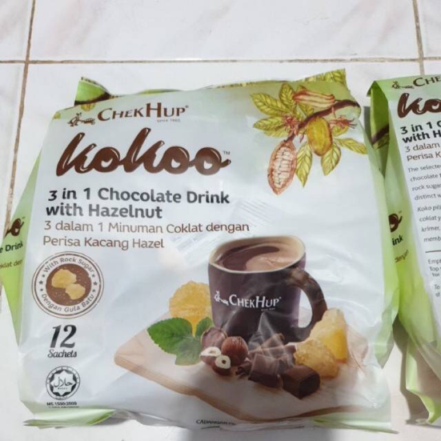

Chek hup Kokoo Hot Chocolate with Hazelnut 12sachet Minuman Kokoo Coklat enak cafe enak