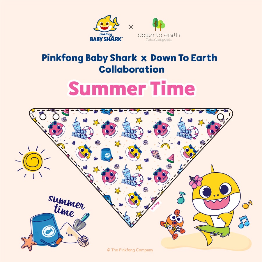 DOWN TO EARTH PINKFRONG BABY SHARK KIDS BIB