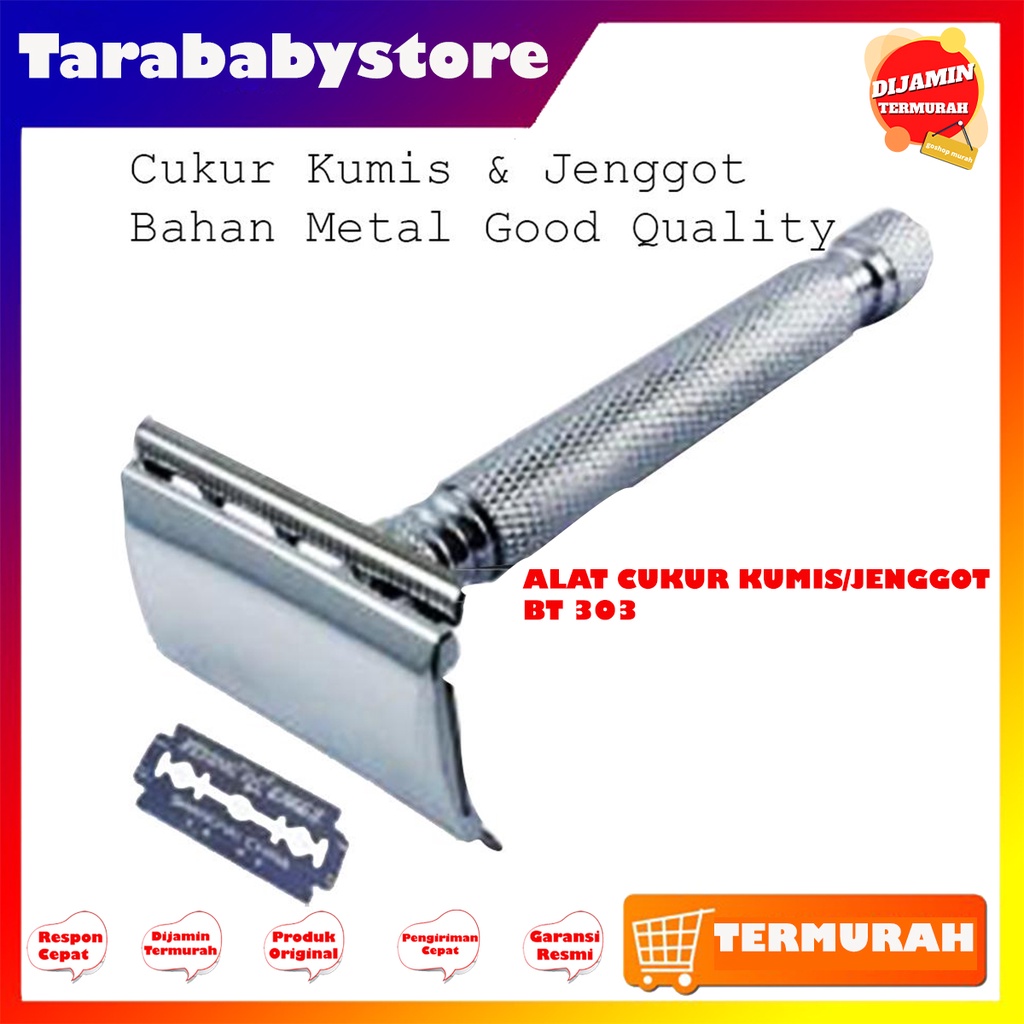 Safety Razor Gagang Besi BT 303/Alat Cukur Kumis Bulu Rambut