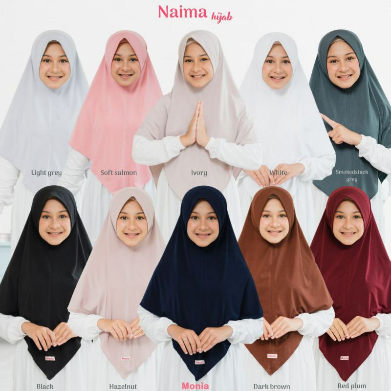 Naima Hijab by Monia Hijab Kids size MLXL | Hijab Syari Terbaru | Jilbab Syari