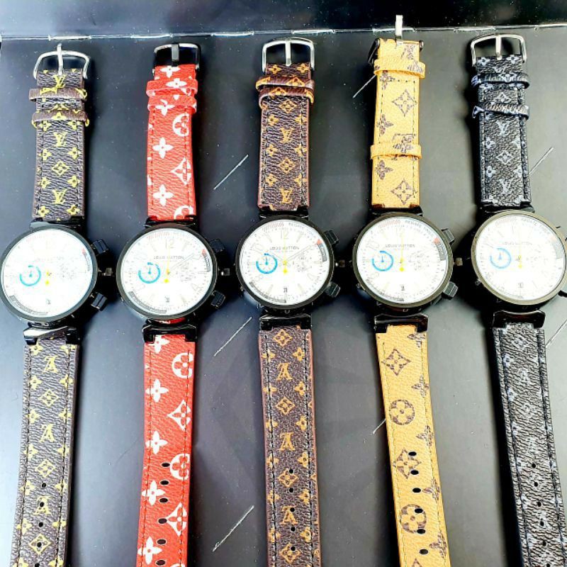 Jam Tangan Analog Pria Louis Vuitton LV127BB Chronograph Grade Semi Super