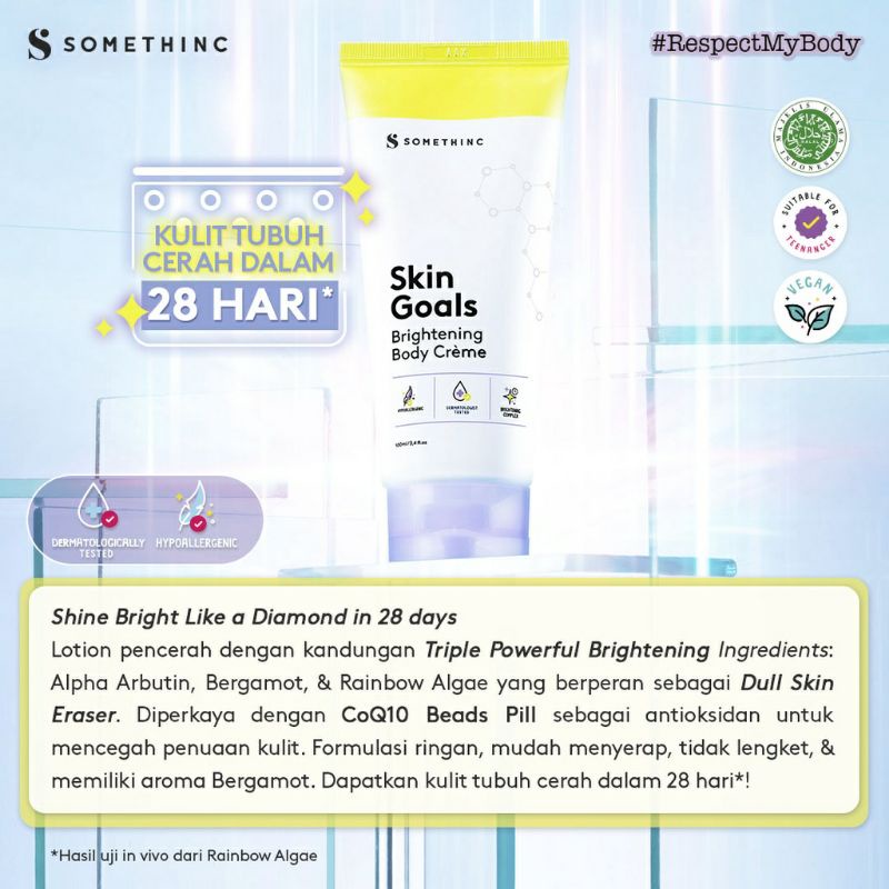 Free Masker - Somethinc Skin Goals Brightening Body Creme - Body Lotion Pencerah Kulit