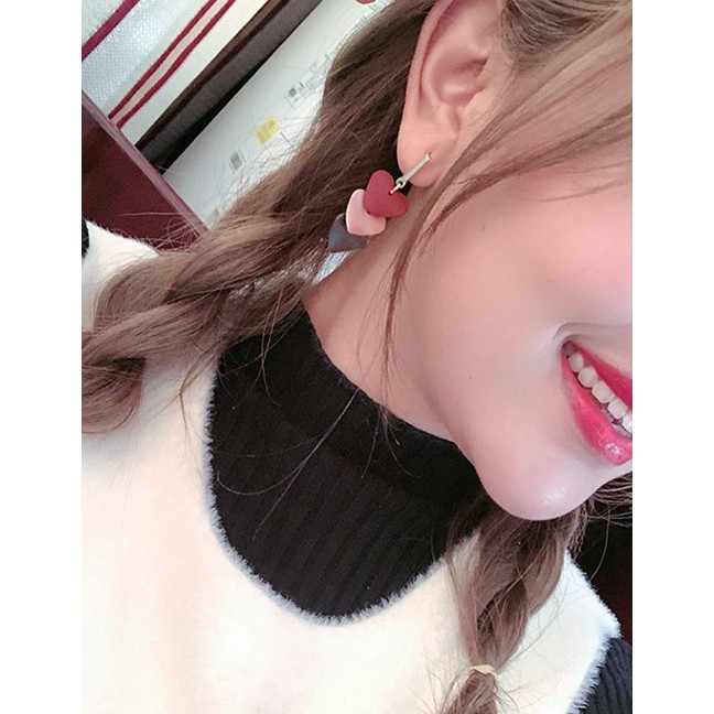 LRC Anting Tusuk Fashion Contrast Love Earrings D89668