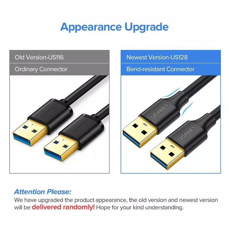 UGREEN Kabel USB 3.0 A Male to A Male untuk Transfer Data Gold Plated