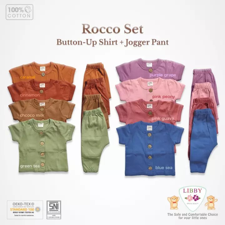 Setelan Baju Bayi Piyama Anak Libby Lengan Pendek Celana Panjang Newborn – 2 Tahun Earth Rocco