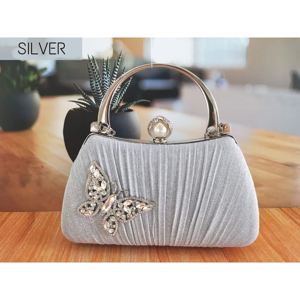 TERLARIS !!! Tas pesta wanita import elegan mewah terbaru warna gold,silver,red,black bahan satin halus Tas Pesta Import Kondangan Wanita Kristal Glitter tas pesta branded wanita tas clutch wanita pesta import ori