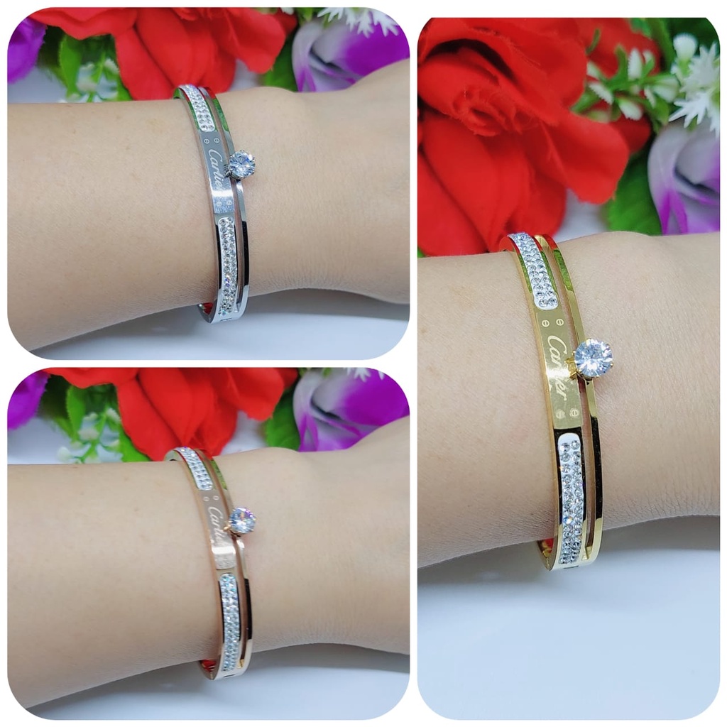 Gelang titanium permata perhiasan wanita 0248