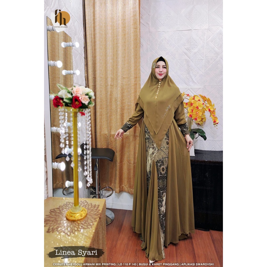 LINEA GAMIS SET SYAR'I DRESS BUSUI ORI BY FAZA BUTIK LD. 110CM PB. 143CM BAHAN CERUTY BABYDOLL KARET