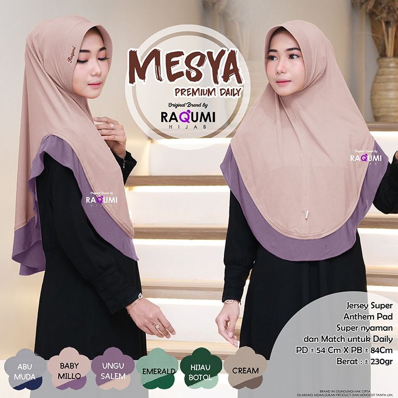 MESYA ORIGINAL RAQUMI HIJAB | JILBAB JERSEY RAQUMI | JILBAB DAILY RAQUMI | JILBAB 2 WARNA