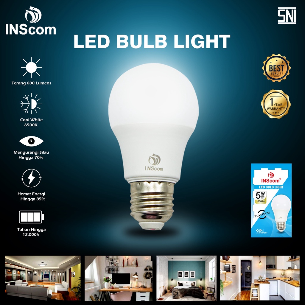 LAMPU LED INSCOM E-27 5 WATT/ LED BULB 5 WATT/ LAMPU BOHLAM LED 5 WATT KUNING