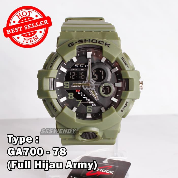 PRODUK TERLARIS  G SHOCK ARMY GA-700 Hijau Green jam tangan pria