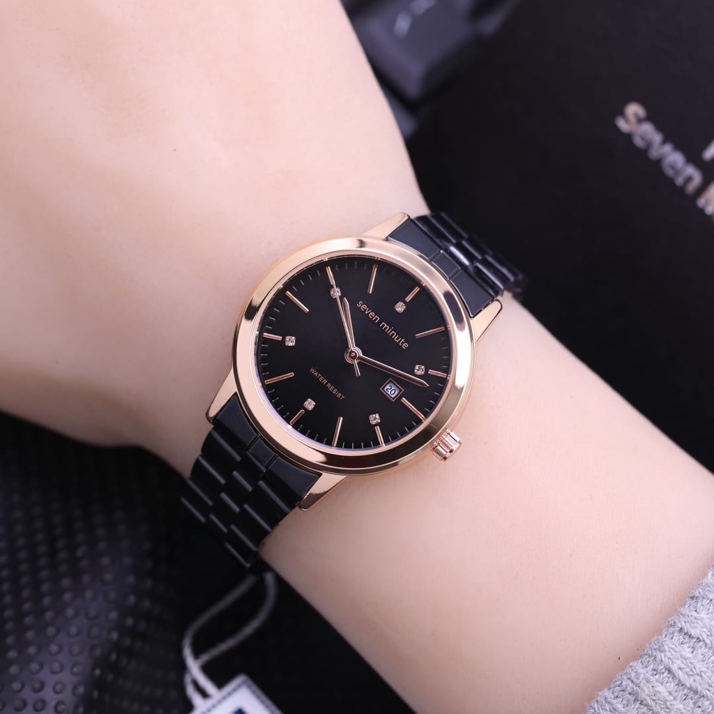 Jam Tangan Wanita Seven Minute L9951S Tali Rantai Tanggal Aktif Free Box Exlcusive &amp; Baterai