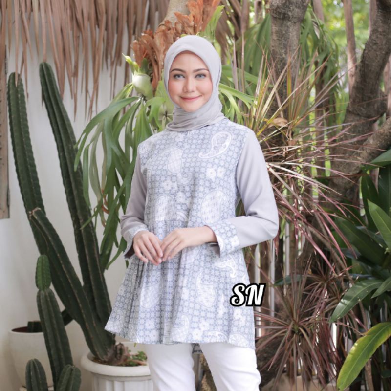 Batik wanita ASJ SA HRB026 Kenongo Kemeja Tosca Pendek Batik Fashion Baju Wanita