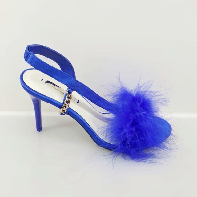 VINCCI VNC Heels strap furr bulu navy blue original