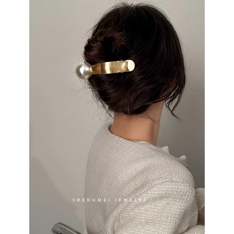 Aksesoris Jepit Rambut Bahan metal Aksen Mutiara Gaya Korea Untuk Wanita