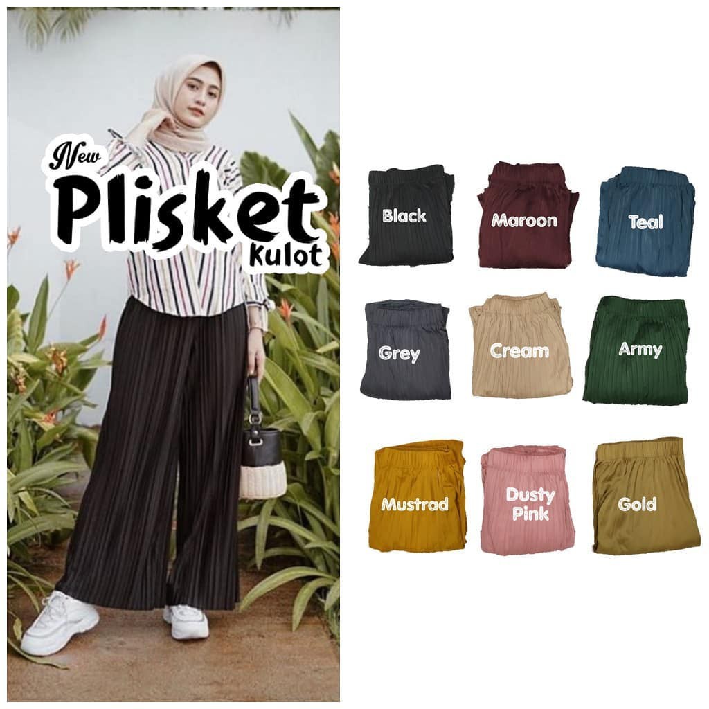 Kulot Plisket Jumbo / Celana Kulot Plisket All Size Jumbo Terlaris