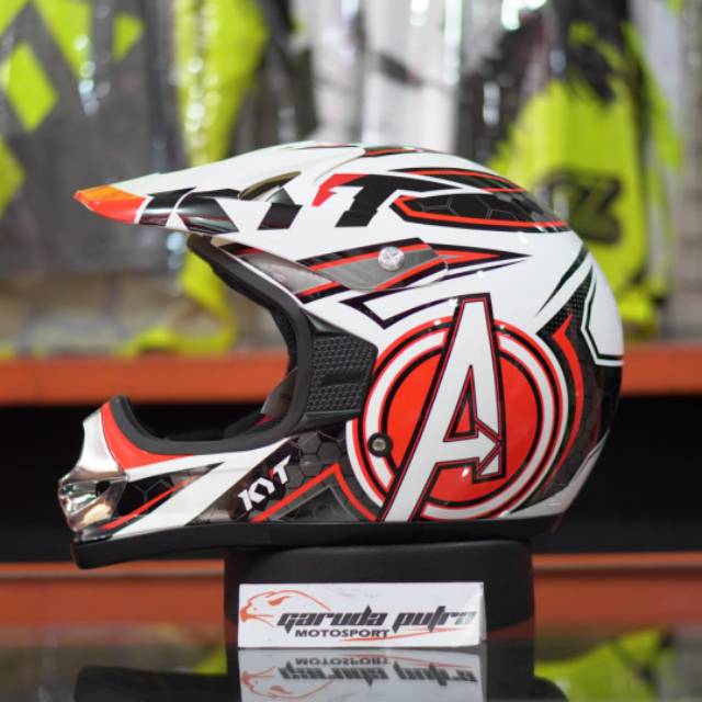 KYT CROSS PRO WHITE/RED FLUO