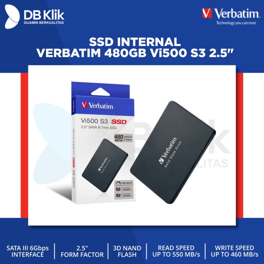 SSD Internal VERBATIM SATA III 480GB Vi500 S3 2.5&quot; - VERBATIM 480GB