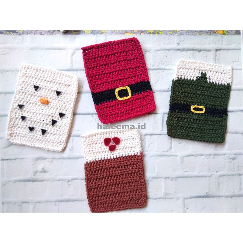 ORNAMEN HAMPERS NATAL CHRISTMAS RAJUT KADO / BINGKISAN NATAL  | TATAKAN GELAS