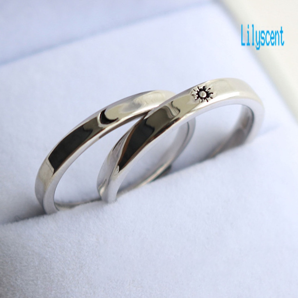 Cincin Pasangan Desain Bulan Matahari Gaya Korea Untuk Hari Valentine