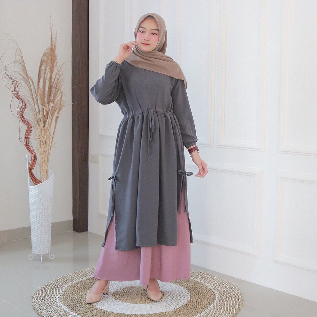 SANITA SET 2IN1 KAIN MOSSCRAPE ( TUNIK + ROK ) Setelan Baju Rok Wanita Oufit Hijab Setelan Wanita Te