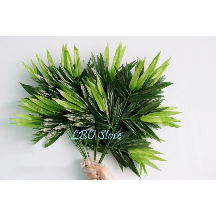 LUSINAN Daun Bambu Tangkai Artificial / Bamboo Fake Leaf / Daun Sintetis Dekorasi Pohon Bambu Palsu