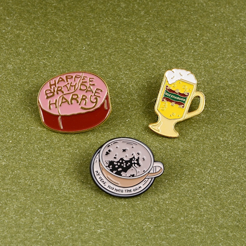 Bros Pin Enamel Desain Cangkir Kopi Mentega Kue Ulang Tahun