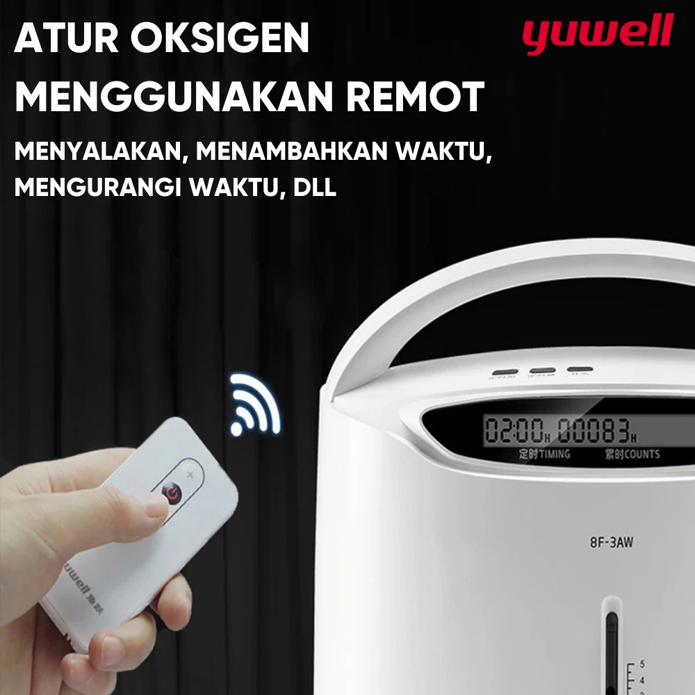 Yuwell Oxygen Concentrator Portable 8F-3AW 3LPM Medical Grade Molecula Homecare Mesin Oxygen Oxigen Konsentrator