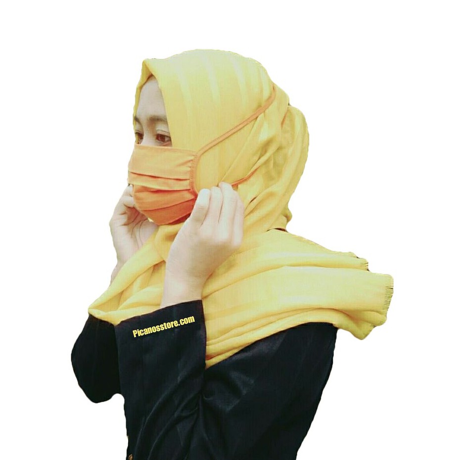 Masker Hijab Tali Sambung | Masker Kain Tali Sambung Bahan Oxford