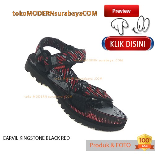 CARVIL KINGSTONE BLACK RED sandal anak sandal gunung flip flop