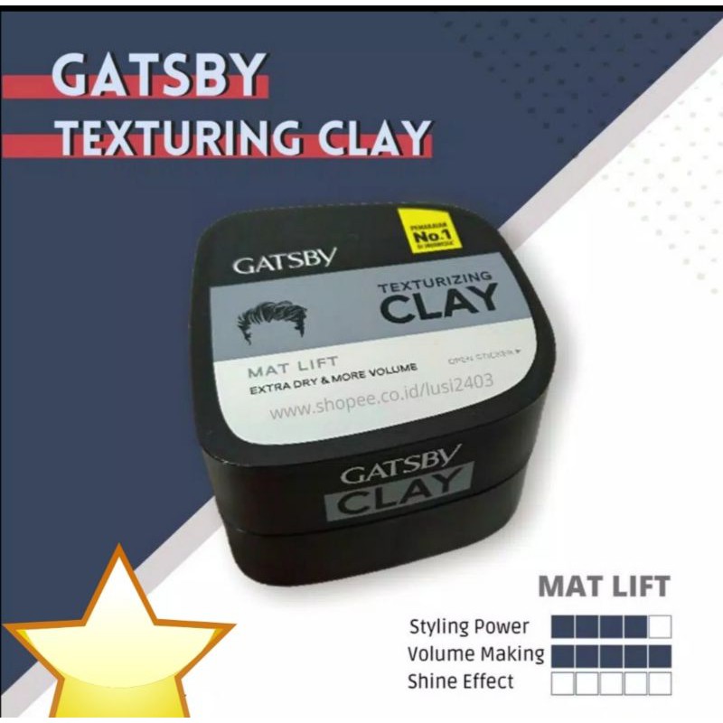 Gatsby Texturizing Clay Styling Minyak Rambut 75 Gr