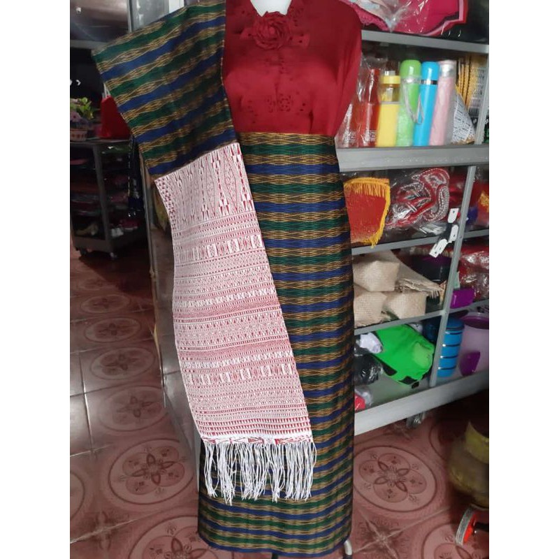 SONGKET PUCCA TOBA EKSKLUSIF TOBA TENUN BIRU PAKAIAN ADAT BATAK WANITA KAIN LILIT TENUN MURAH