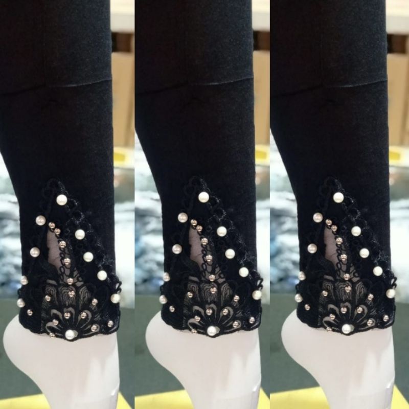 LEGGING Import Motif Renda Mutiara depan panjang 911-3