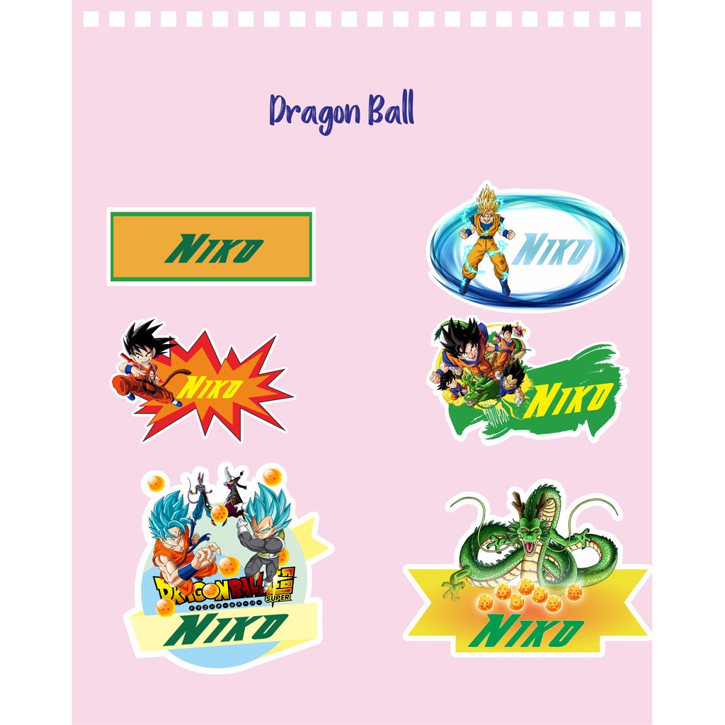 

192pcs Stiker Label Nama Kekinian Tahan Air & Anti Luntur untuk Umum Tema Dragon Ball