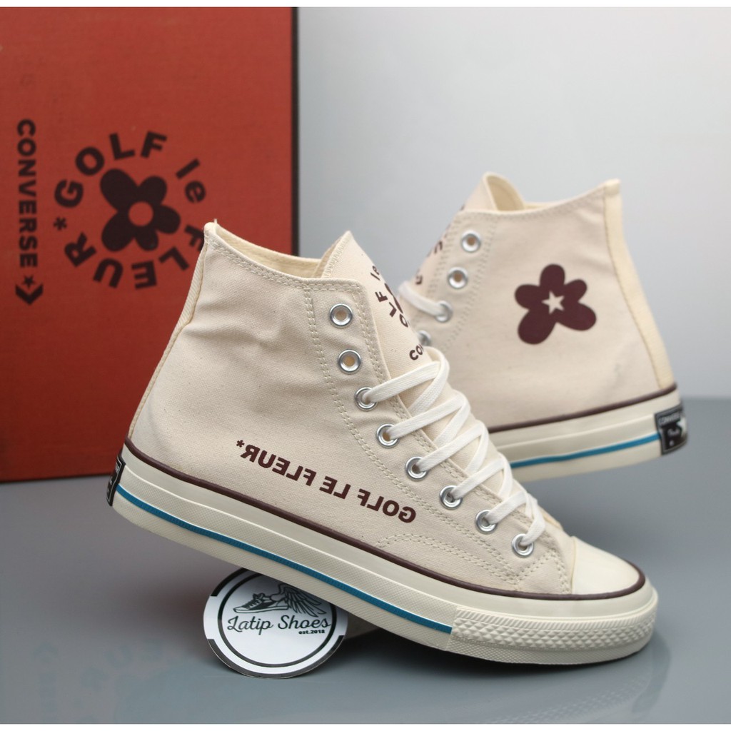 Sepatu Premium Converse 70s x Tyler The Creator Golf Le Fleur Vintage Parchment